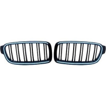 BMW 3-Serie F30 / F31 2012-2019 Dubbelribbad Blanksvart LED-Belysning Sportgrill / Njurar DIEDERICHS